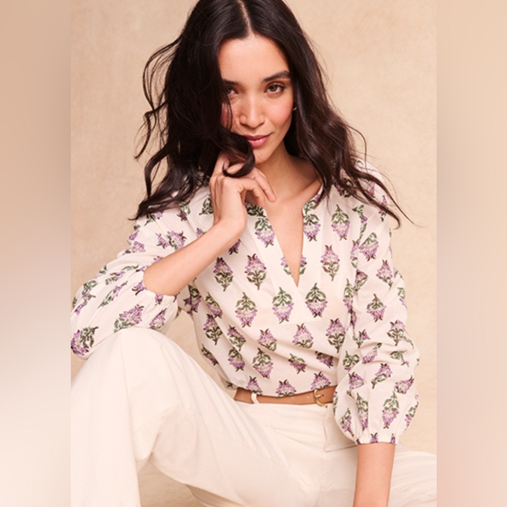 NWT J.CREW Floral Popover Blouse Size Small